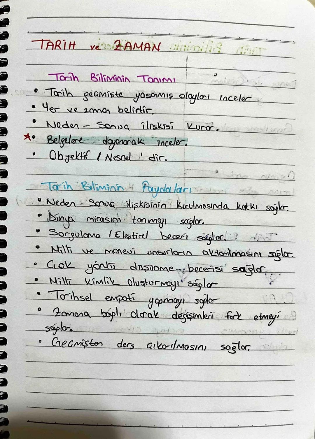 TARIH ve ZAMAN inimilia anes
Tarih
Biliminin Tonimi
• Tarih geamiste yaşamış olayları inceler
B
Her ve zaman belirtir.
0
Neden - SonNG ilişk