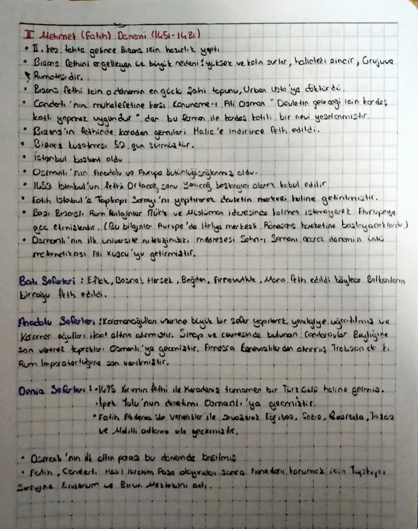 I Mehmet (Fatih) Doneni (1451-142)
11
.
•
II. kez. tchte gelince Bizons rein hazırlık yaptı.
Biams fethini engelleyer ce biyük nedeni ! yüks