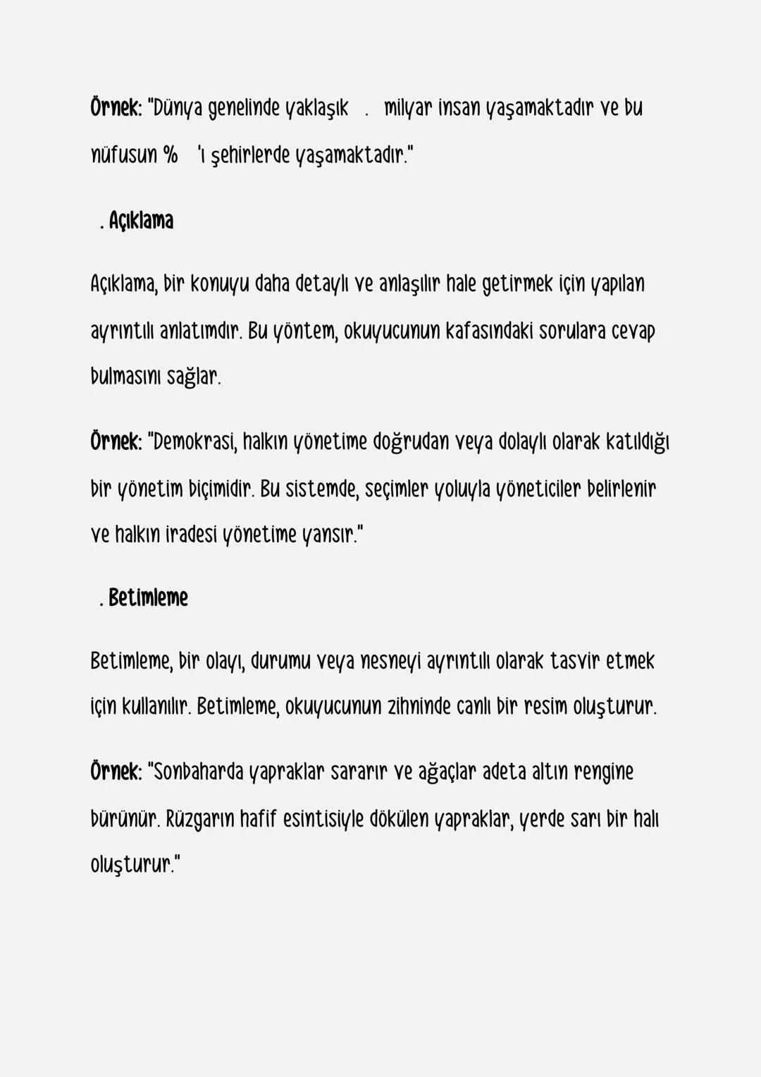 Paragrafta Düşünceyi Geliştirme Yolları
. Tanımlama
Tanımlama, bir kavramın, nesnenin veya durumun ne olduğunu açıklamak
için kullanılır. Ta