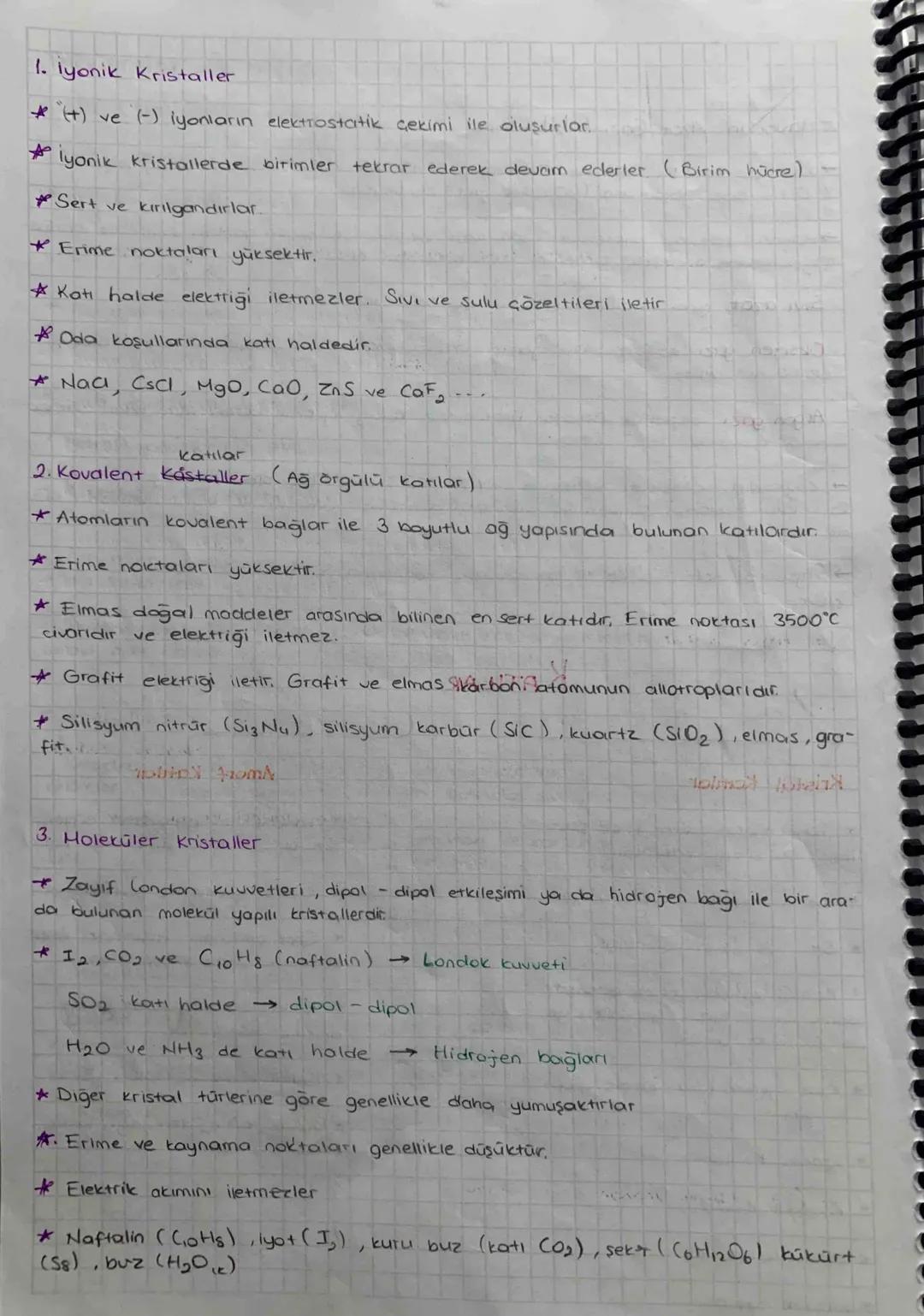 # KATILAR

Kristal Katılar

*   Taneciklerin düzenli bir şek-
ilde istiflendiği katılardır.
*   Belirli geometrik sekli vardır.
*   Sert ve 