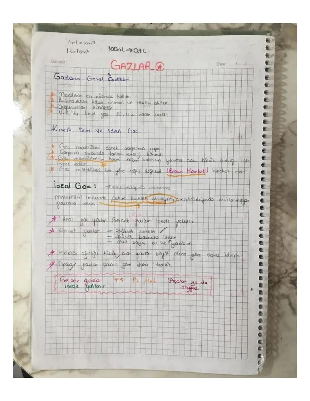 KİMYA 11 SINIF GAZLAR NOTLARI 1