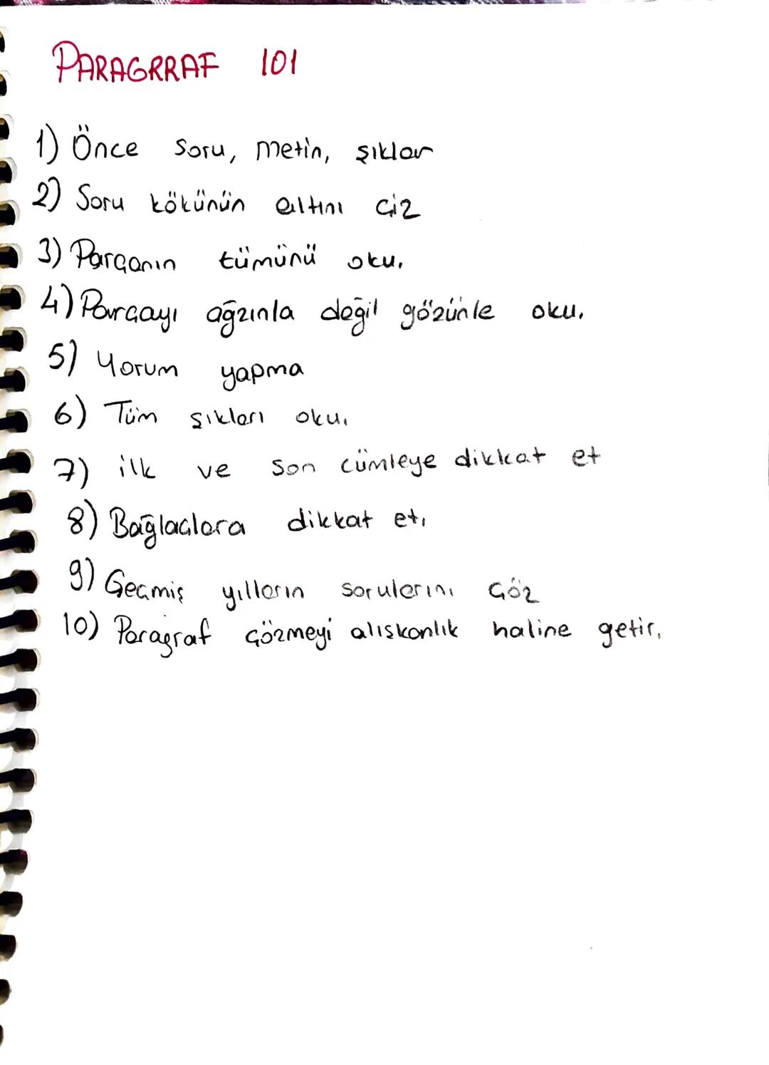 PARAGRAFTA RÖPORTAJ
* İkinci sorudan başla.
*Ilk cümlelere
dikkat et,
PARAGRAFTA BOŞLIK DOLDURMA SORULARI
* Önceki ve Sonraki cümlelere dikk