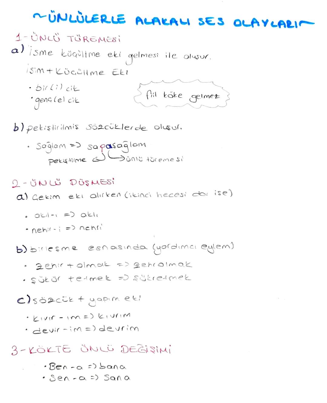 ~ÜNLÜLERLE ALAKALI SES OLAYLARIN

1-ÜNCÜ TÜREMESİ
a) isme küçültme eki gelmesi ile oluşur.
gelmesi
İsim + Küçültme Eki
*   bir (i) cik
*   g