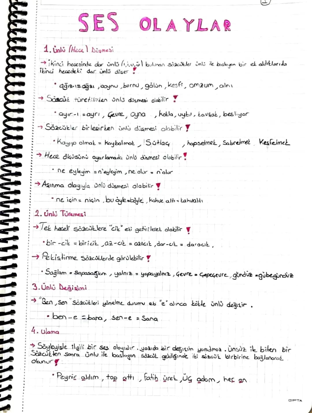+
SES
1. Unlu (Hece Düşmesi
OLAYLAR
→ ikinci hecesinde dar ünlü (1,1,0,0) bulunan sözcükler ünlü ile baskıyon bir et aldıklarıda
ikinci hece