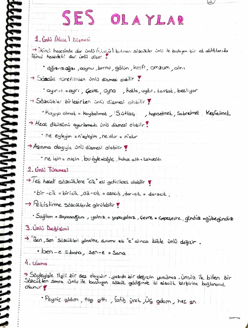 +
SES
1. Unlu (Hece Düşmesi
OLAYLAR
→ ikinci hecesinde dar ünlü (1,1,0,0) bulunan sözcükler ünlü ile baskıyon bir et aldıklarıda
ikinci hece