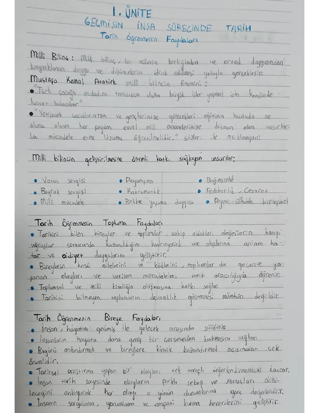 Tarih Bilgisi: 1. Üniteye Giriş