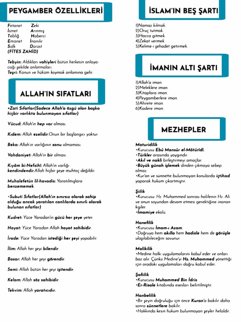 PEYGAMBER ÖZELLİKLERİ
Fetanet Zeki
İsmet
Arınmış
Tebliğ
Haberci
Emanet
İnanılır
Sidk
Dürüst
(FİTES ZAHİD)
Tebyin: Aldıkları vahiyleri bütün 