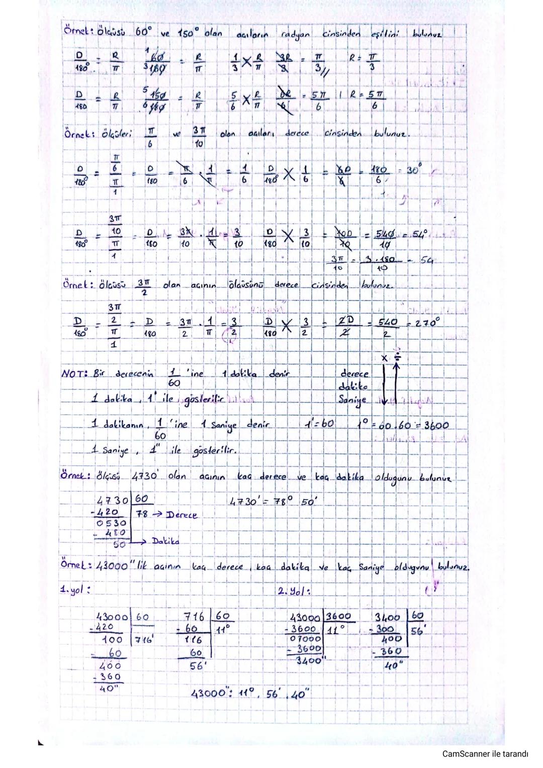 Ünite 1
TRIGONOMETRI
Yönlü Açılar: Başlangıç noktaları ortak olan iki ışından birinin sabit tutulup diger
Işının başlangıç noktası etrafında