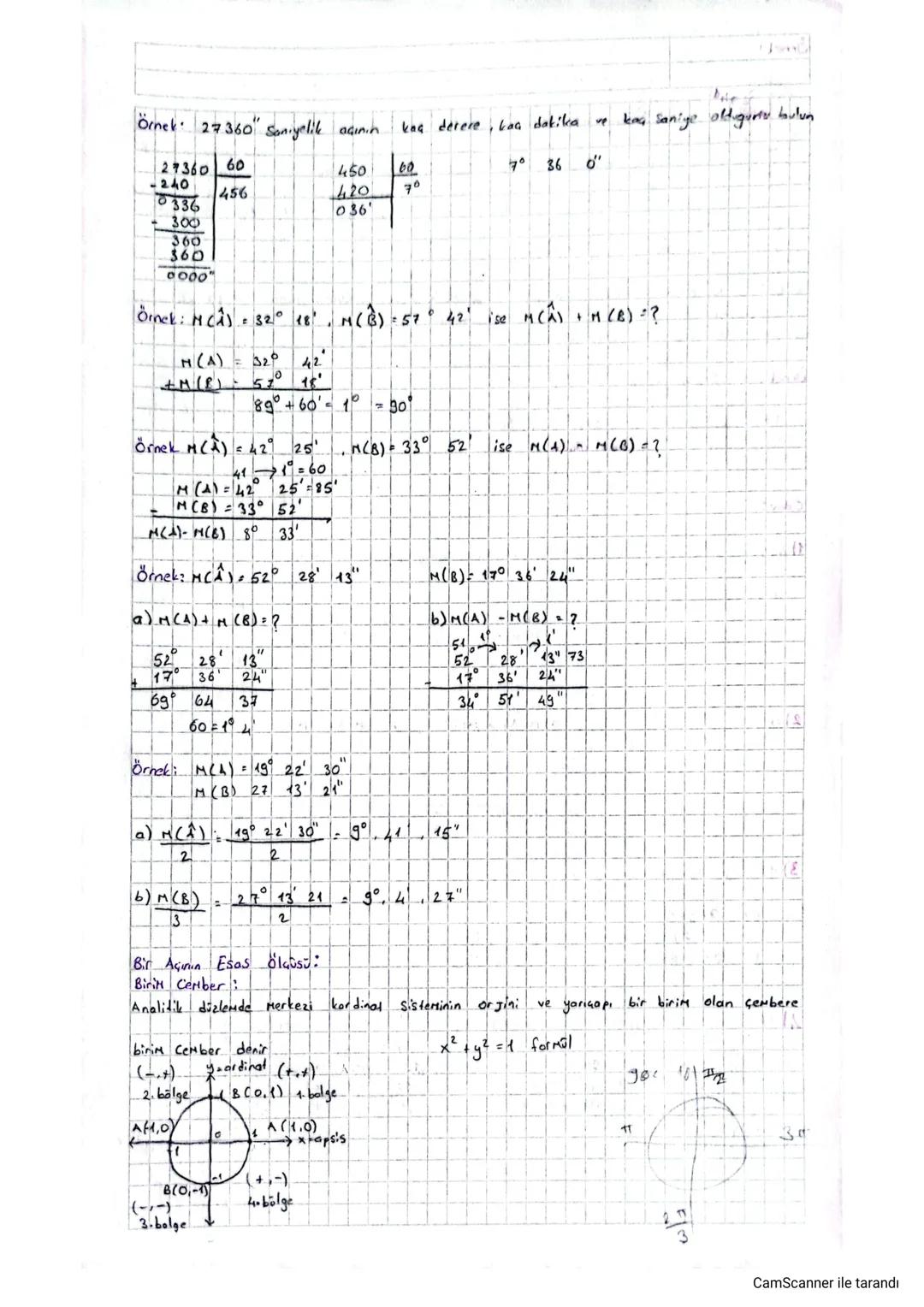 Ünite 1
TRIGONOMETRI
Yönlü Açılar: Başlangıç noktaları ortak olan iki ışından birinin sabit tutulup diger
Işının başlangıç noktası etrafında