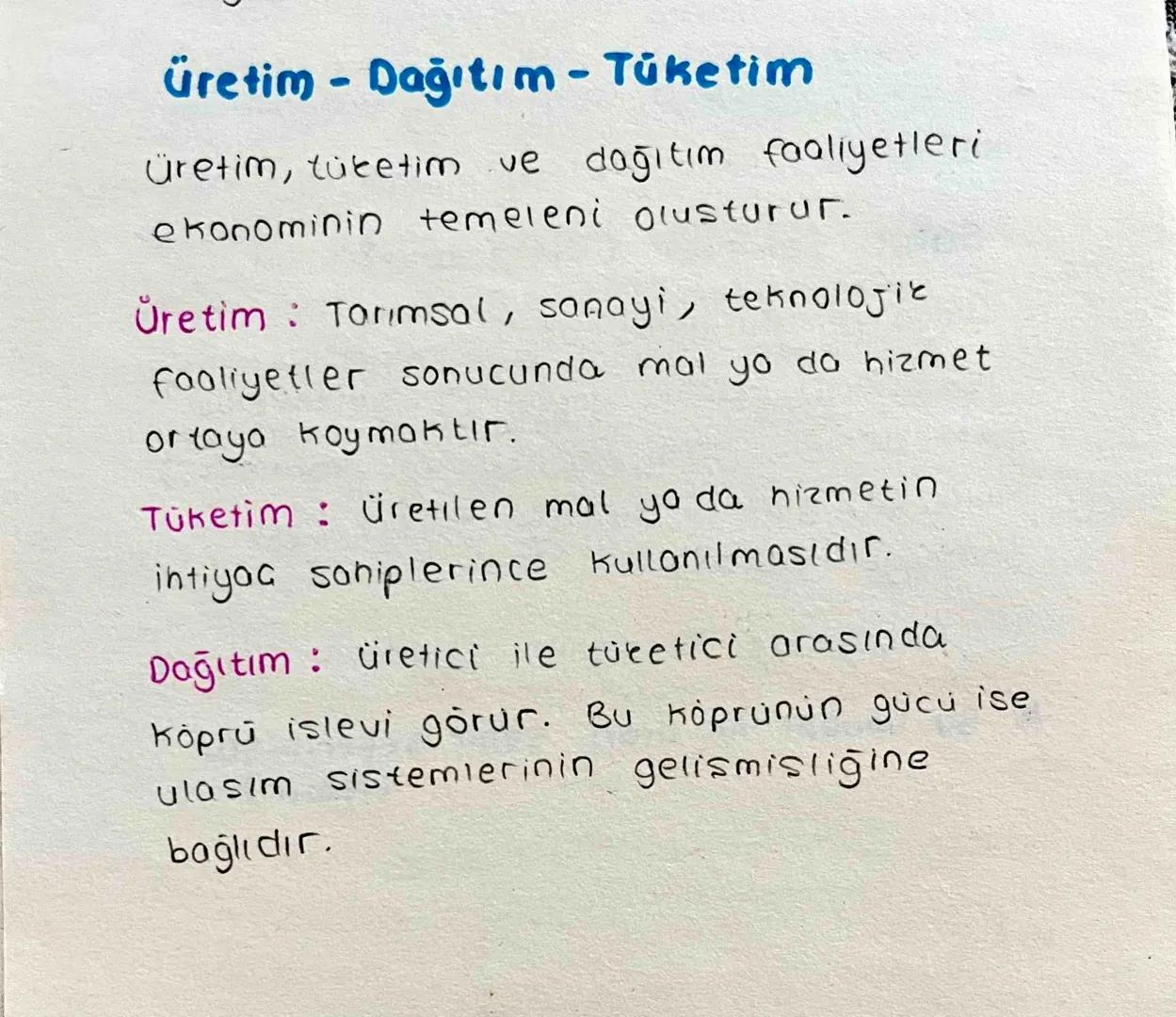 # Üretim - Dağıtım - Tüketim

Üretim, tüketim ve dağıtım faaliyetleri
ekonominin temeleni olusturur.

Üretim: Tarımsal, sanayi, teknolojik
f