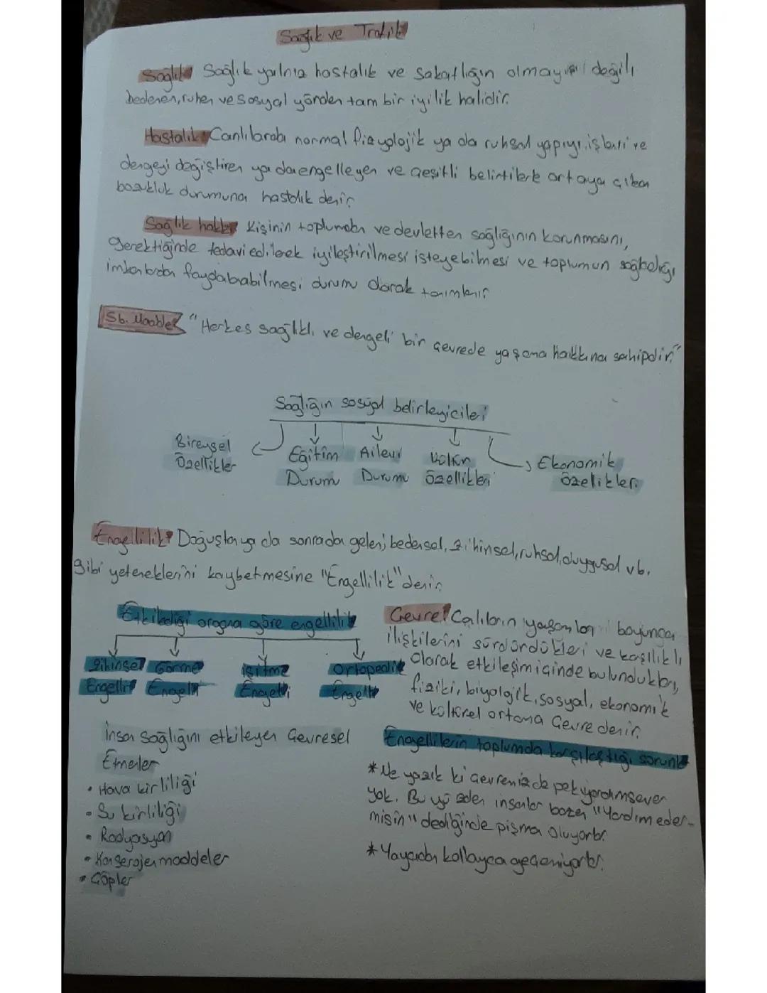 9. Sınıf Sağlık ve Trafik Notları: Konular ve Yazılı Hazırlık