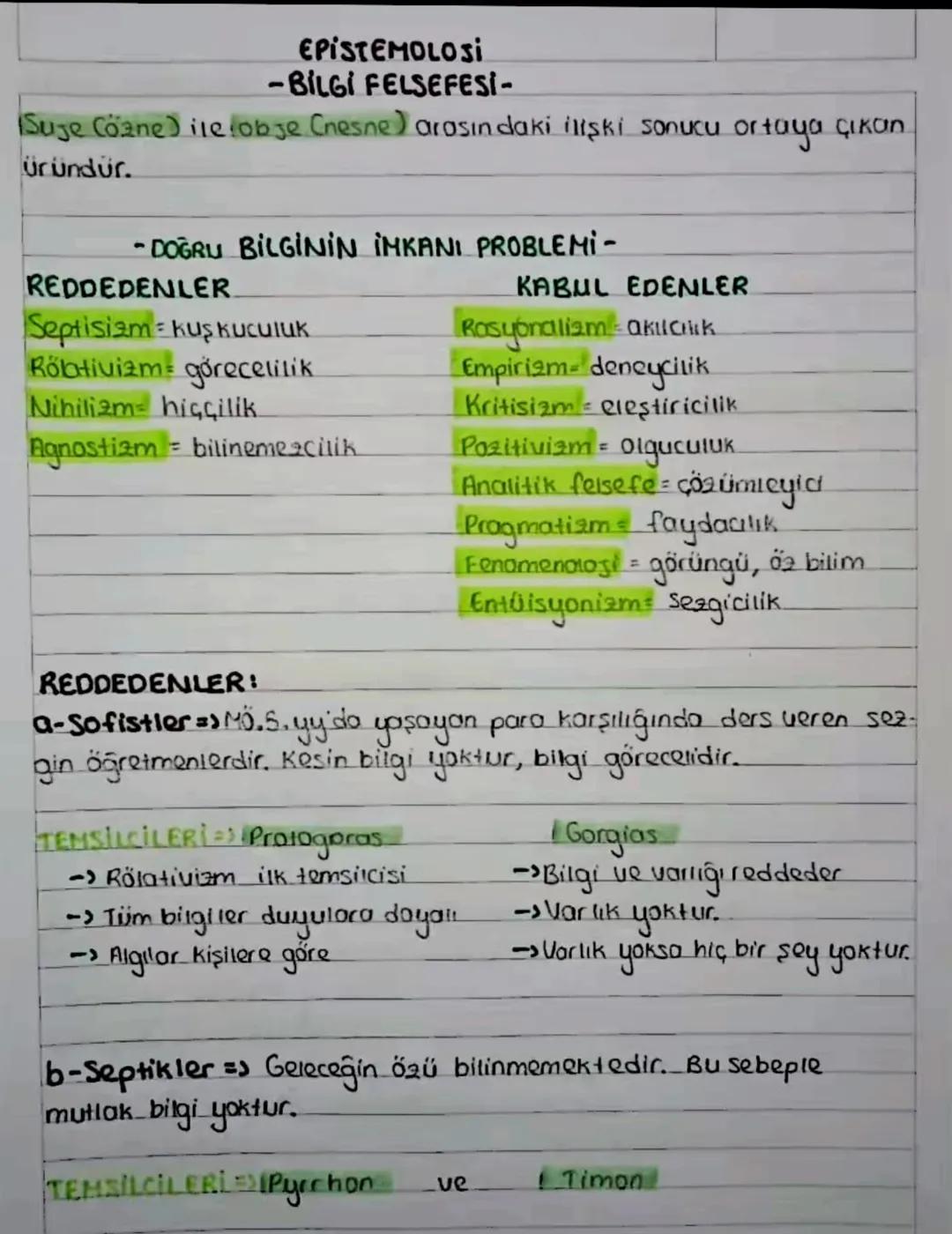 Bilgi Felsefesi (Epistemoloji)