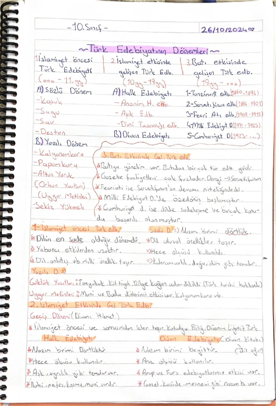 -10.Sınıf-
26/10/2024♡
~Türk Edebiyatının Dönemleri~
islamiyet öncesi
Türk Edebiyats
(000-11.yy₁₁)
A) Sözlü Dönem
-kosuk
-Sagu.
-Sav
2. İslo