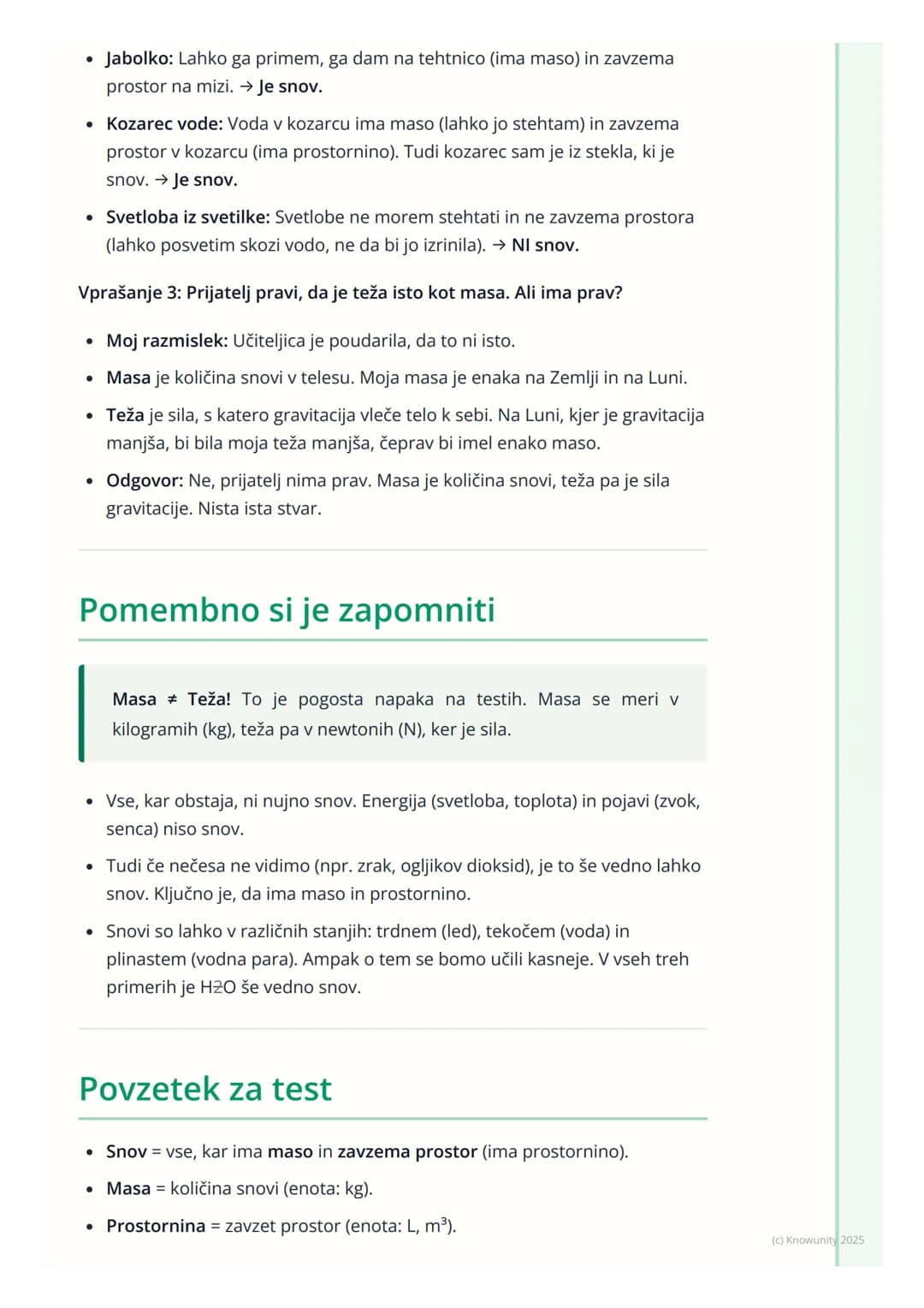 # Kaj je snov?

Kaj je snov? (Uvod)

Vse okoli nas, čisto vse, je narejeno iz snovi. Miza, na kateri pišem, zrak, ki ga
diham, voda, ki jo p