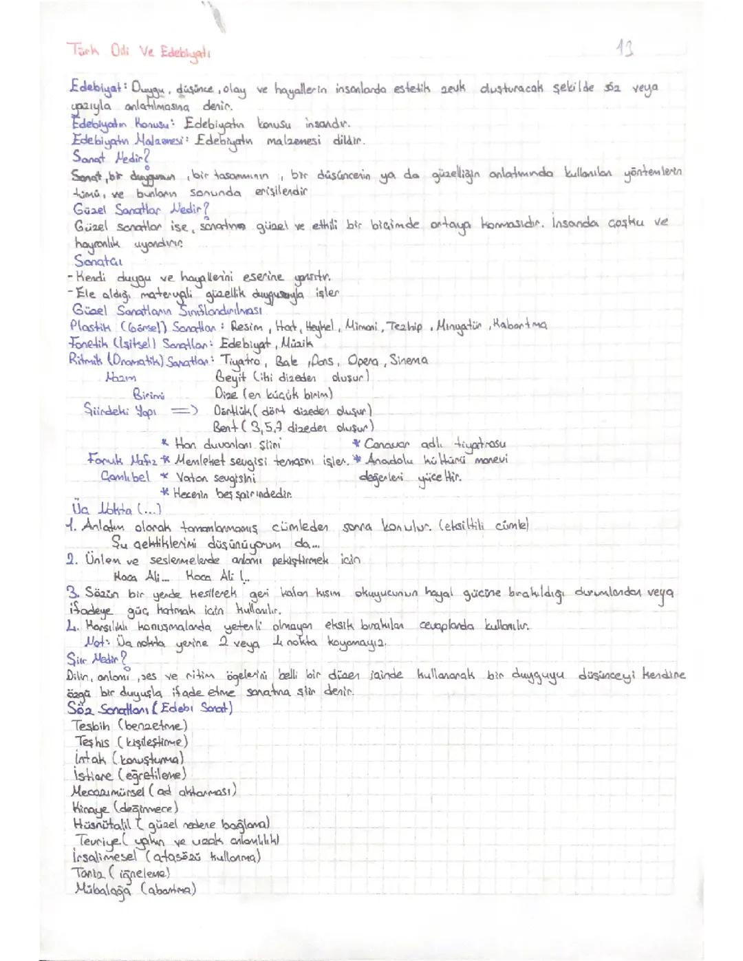 Türk Dili ve Edebiyatı Ders Notları