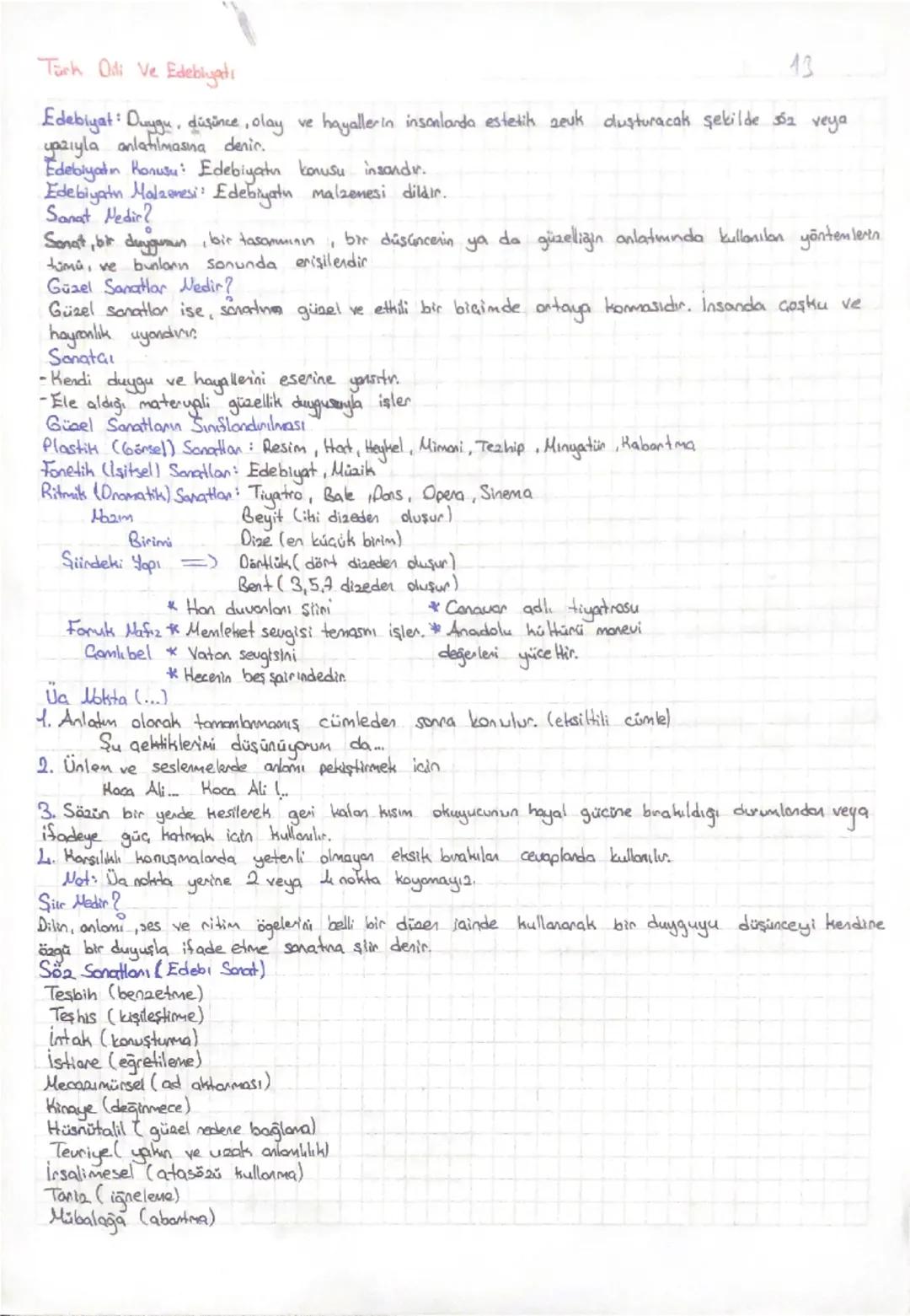 Türk Dili ve Edebiyatı
13
Edebiyat: Duygu, düşünce, olay ve hayallerin insonlarda estetik zeuk dusturacak şekilde sóz veya
yazıyla anlatılma