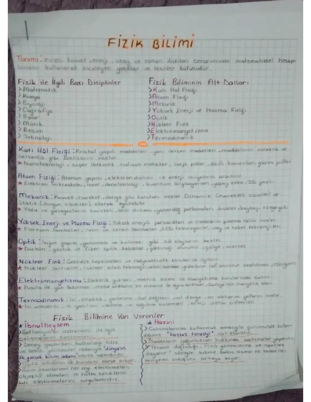 9. Sınıf Fizik Konu Anlatımları ve Özetler