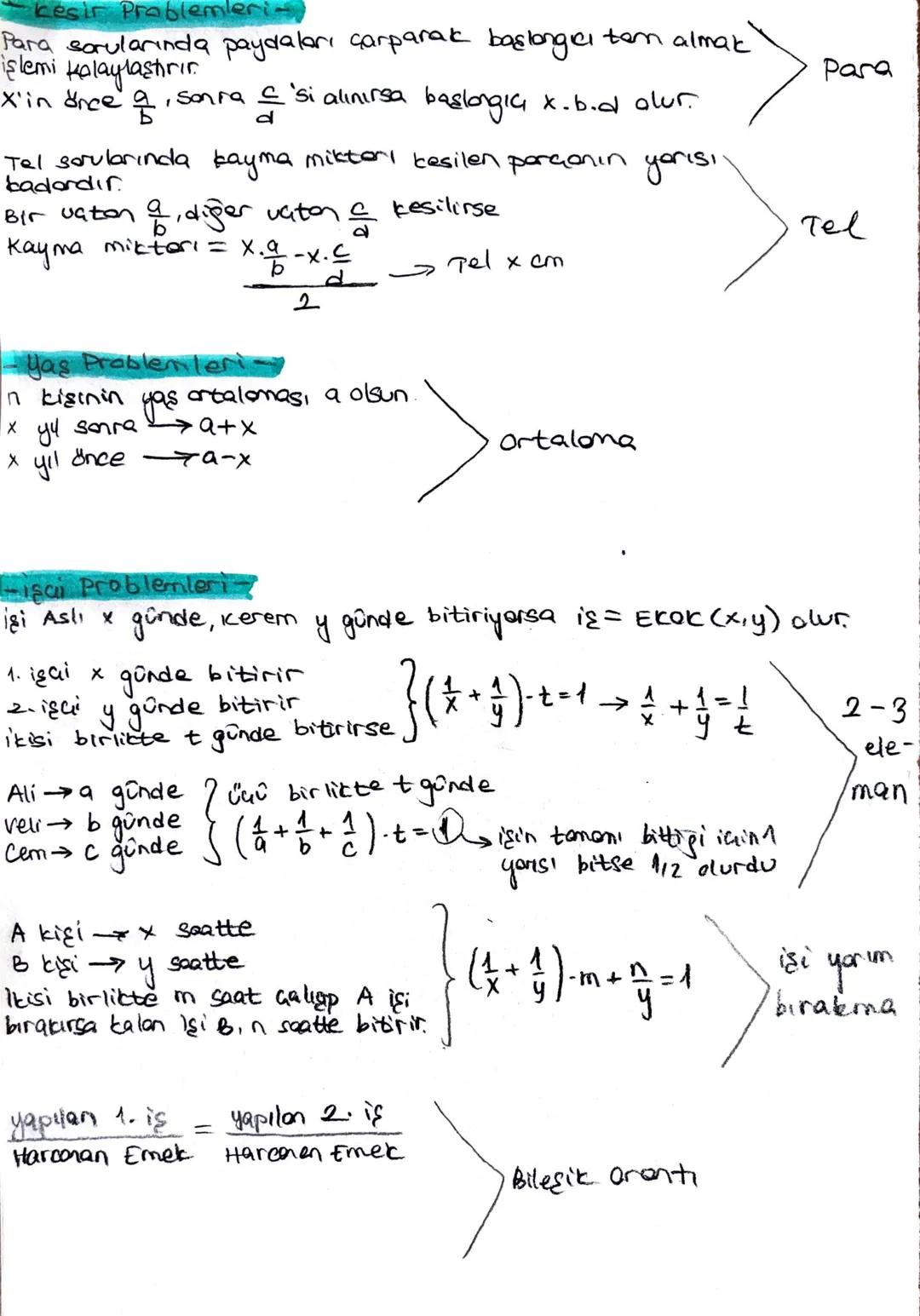 -kesir Problemleri-
Para sorularında paydaları çarparak başlangıcı tam almak
işlemi kolaylaştırır.
X'in önce $\frac{a}{b}$, sonra $\frac{c}{