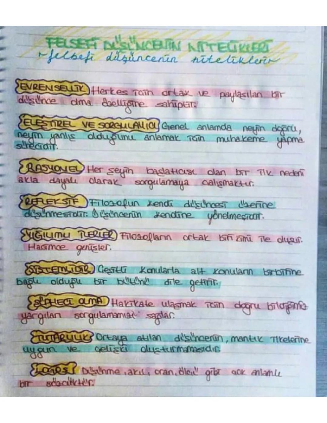 Felsefi düşüncenin nitelikleri