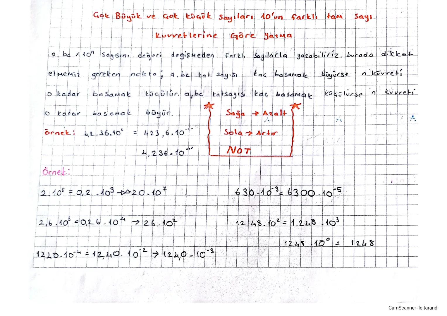 Gok Böyük ve çok küçük sayıları 10'un farklı tam
Kurretlerine Göre yazma
Says
a. bc x 10^ sayısını, değeri değişmeden farkı. Sayılarla yazab