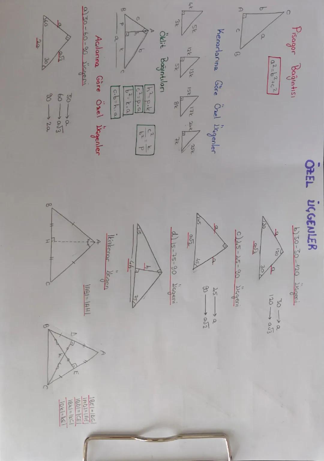 Özel Üçgenler ve Formülleri