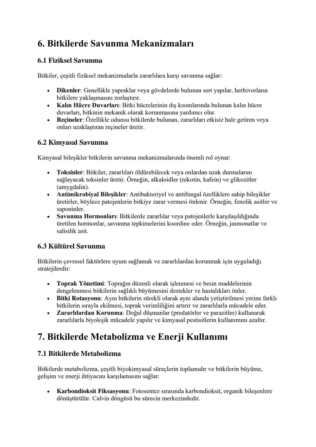 Bitki Biyolojisi
1. Bitkilerin Temel Özellikleri
1.1 Bitki Hücresinin Yapısı
Bitki hücresi, temel hücresel yapılarla donatılmıştır:
•
•
•
•
