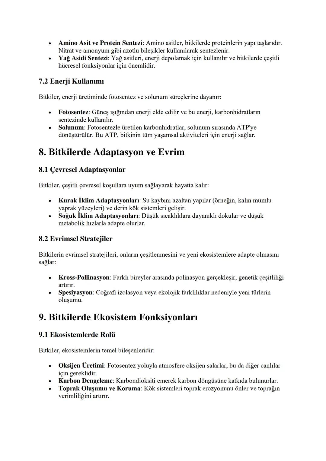 Bitki Biyolojisi
1. Bitkilerin Temel Özellikleri
1.1 Bitki Hücresinin Yapısı
Bitki hücresi, temel hücresel yapılarla donatılmıştır:
•
•
•
•
