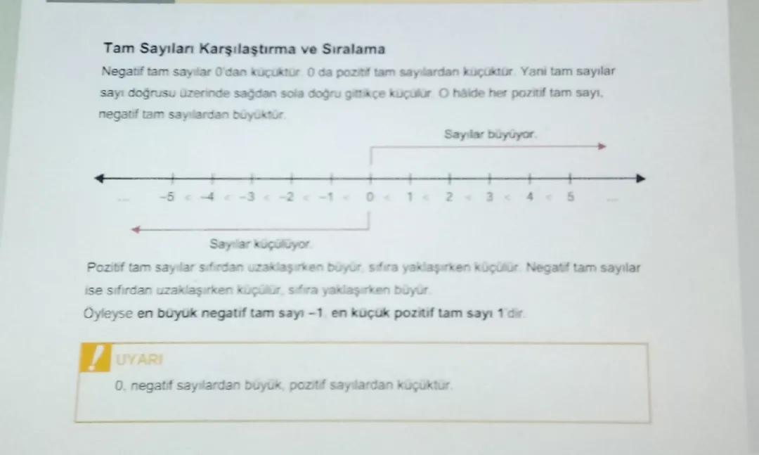 Tam Sayıları Sıralama Rehberi