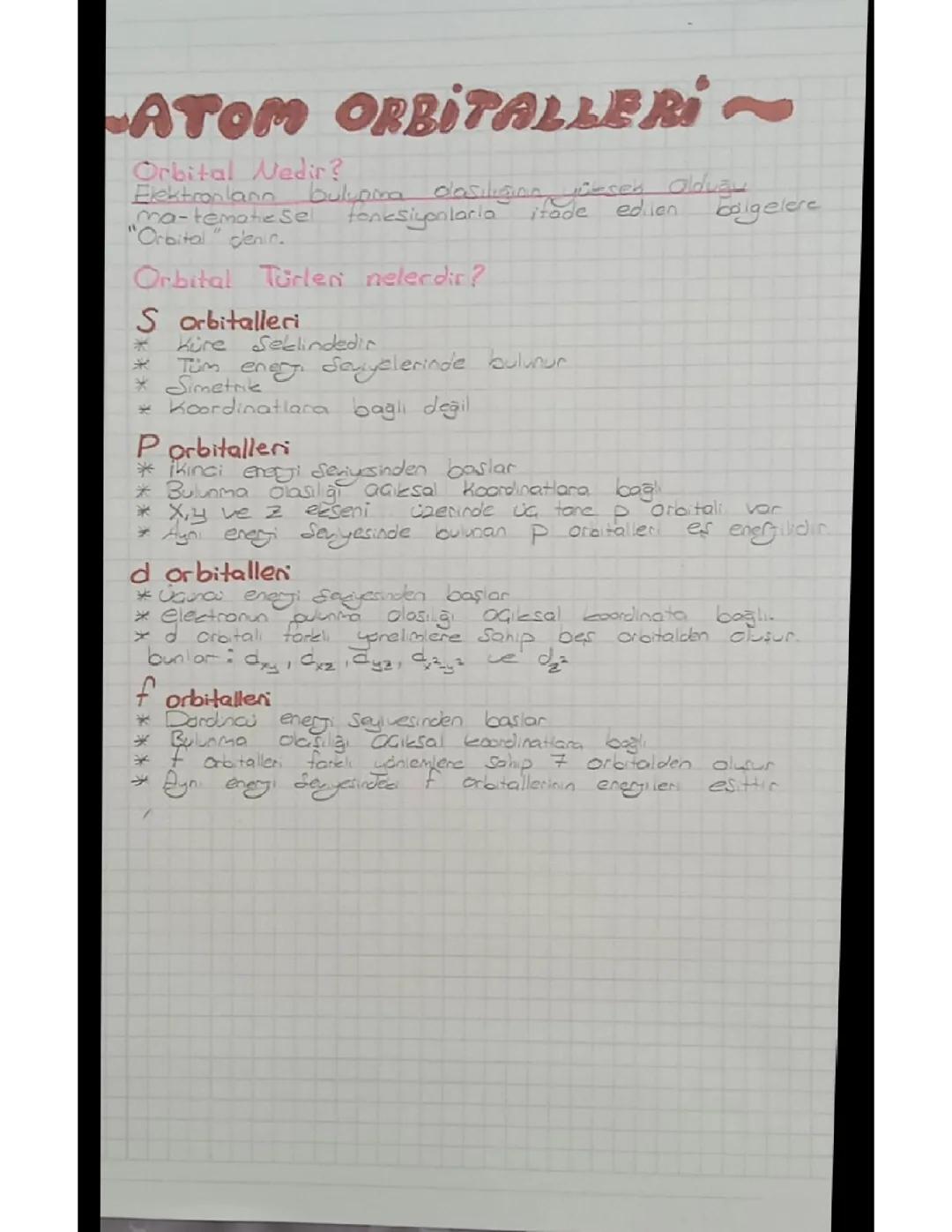 Atom Orbitalleri 9.sınıf (TYT)