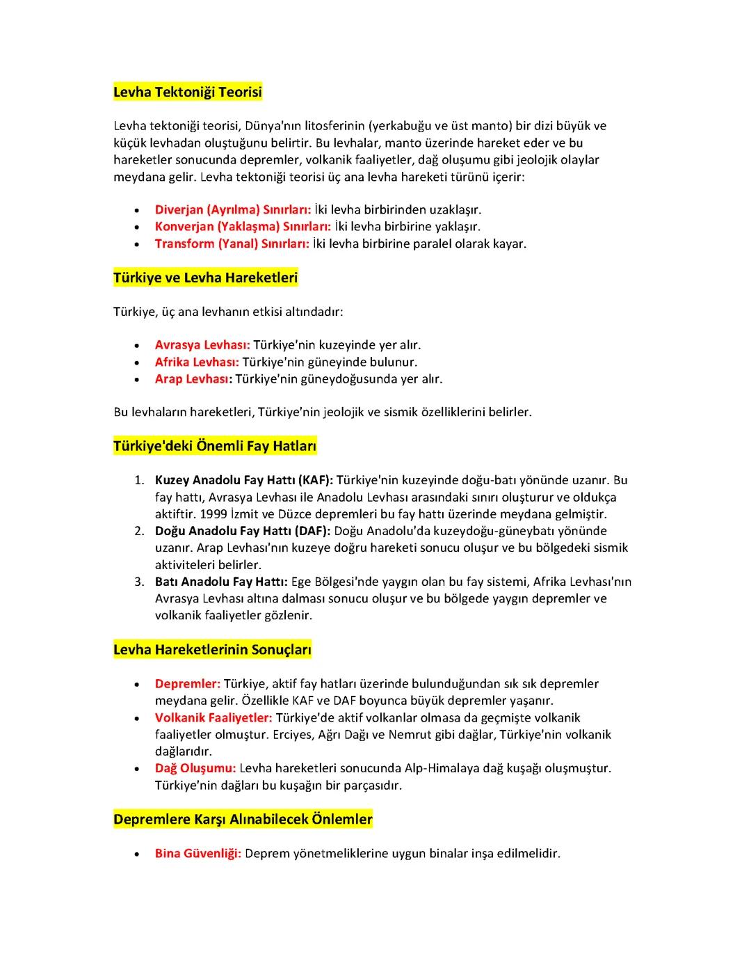 Türkiyede tektonik hareketler