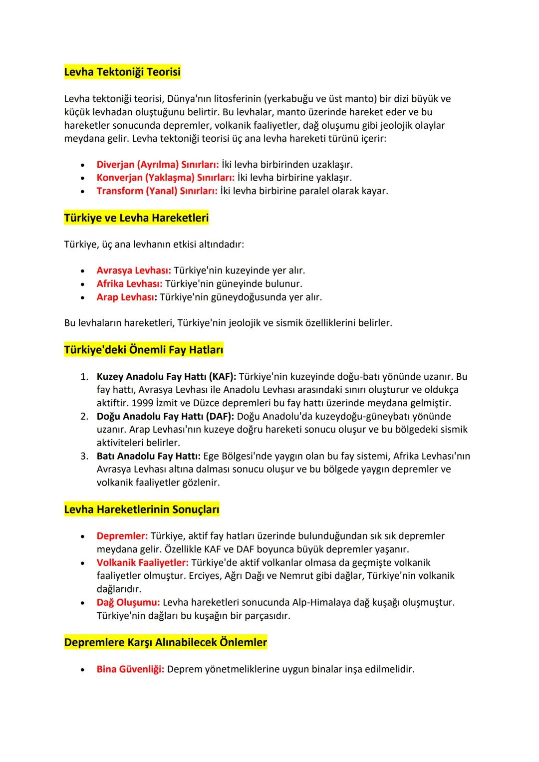 Levha Tektoniği Teorisi
Levha tektoniği teorisi, Dünya'nın litosferinin (yerkabuğu ve üst manto) bir dizi büyük ve
küçük levhadan oluştuğunu