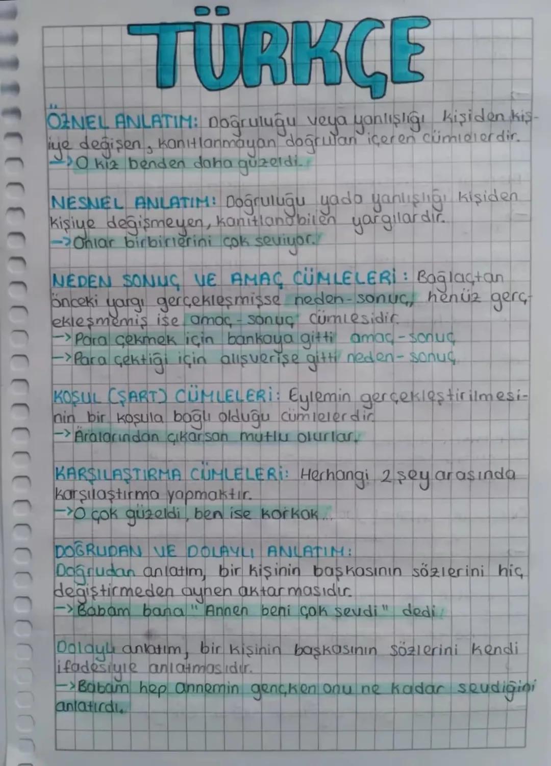 TÜRKÇE
OZNEL ANLATIM: Doğruluğu veya yanlışlığı kişiden kiş
iye değişen, kanıtlanmayan doğrulan içeren cümlelerdir.
Okiz benden daha guzeldi