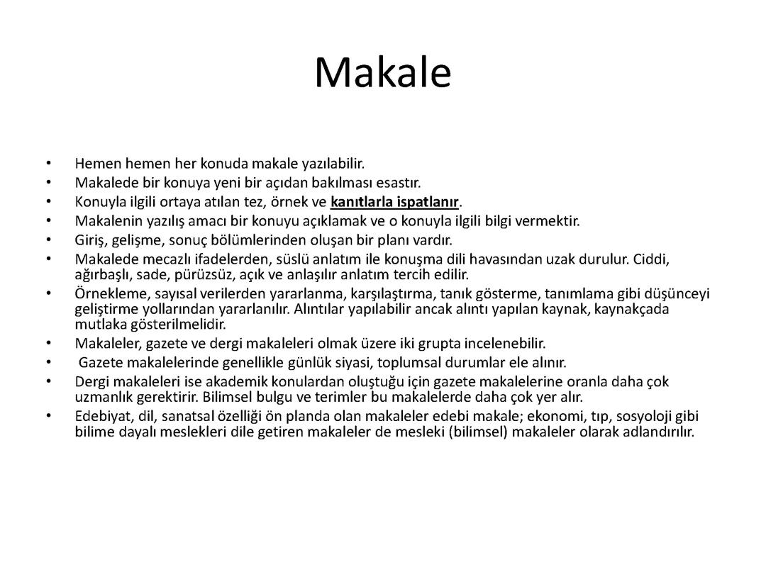 Makale, Fıkra, Sohbet Ünitesi