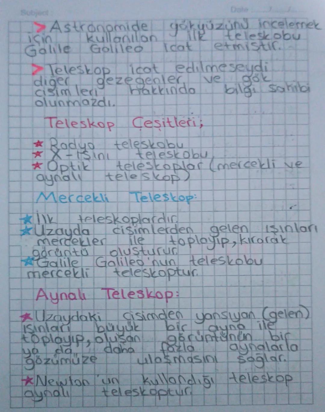 Subject:
Date
1. ÜNİTE
Günes Sistemi
Ötesi
Uzay Araştırmalar
Butun gok cisimlerini, içinde
bulunduran Sonsuz
Uzay denic
teknolojiler
boslugo