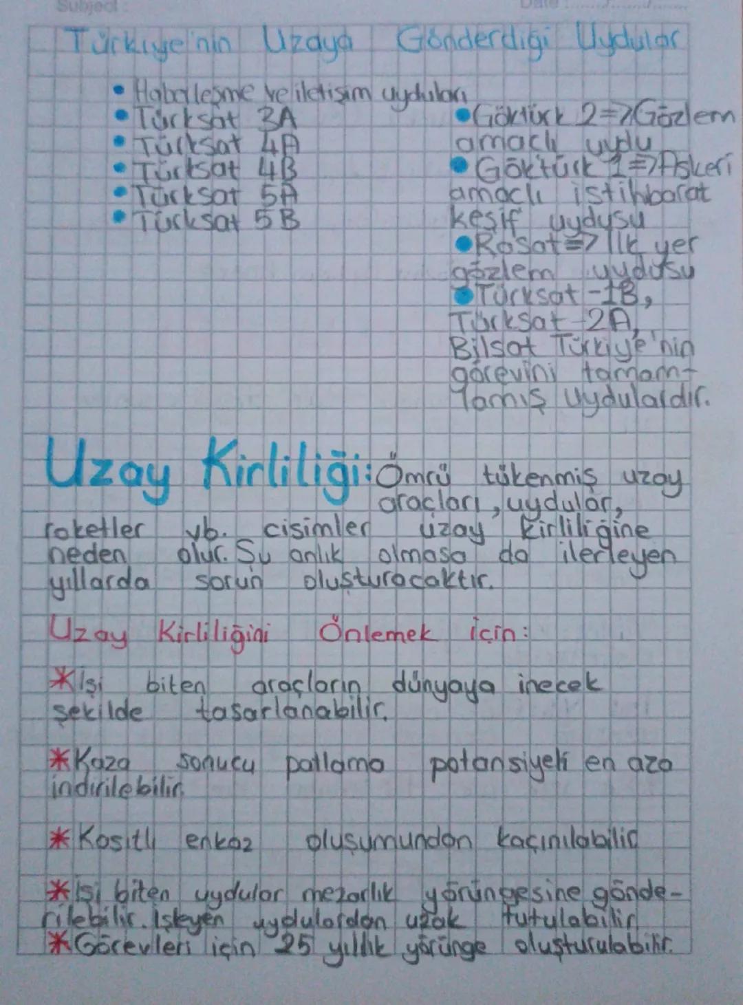 Subject:
Date
1. ÜNİTE
Günes Sistemi
Ötesi
Uzay Araştırmalar
Butun gok cisimlerini, içinde
bulunduran Sonsuz
Uzay denic
teknolojiler
boslugo