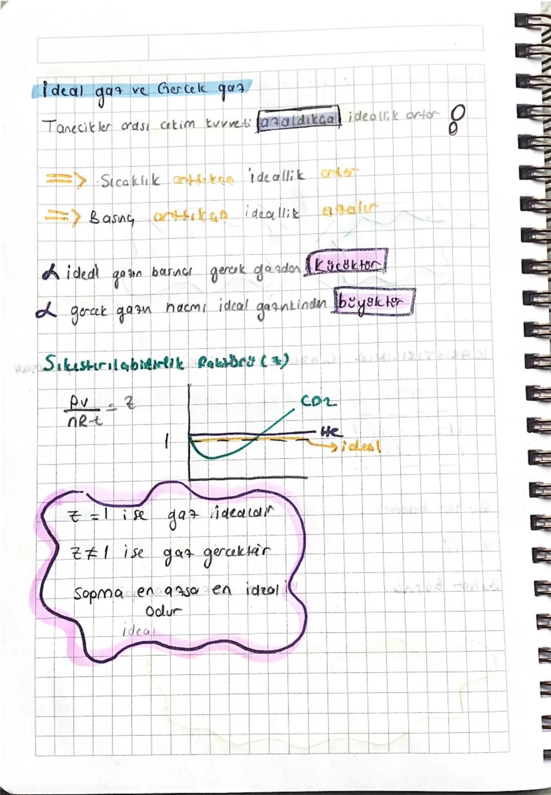 # GAZLAR

Kinetik teori: idcal gazun пасті bulunduğu kabh hacmine esittir

Vg = Vtog

* Gaz toneciklen bir biriyle corpior. Bu çapısmalor es