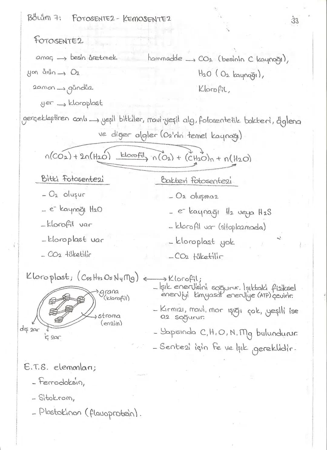 Bölüm 7: FOTOSENTE2 KEMOSENTE2
FOTOSENTE2
3
amaq besin üretmek
hammadde
yon
Ürün
02
CO2 (besinin C kaynağı),
H₂O (02 kaynağı),
2amon→
> günd
