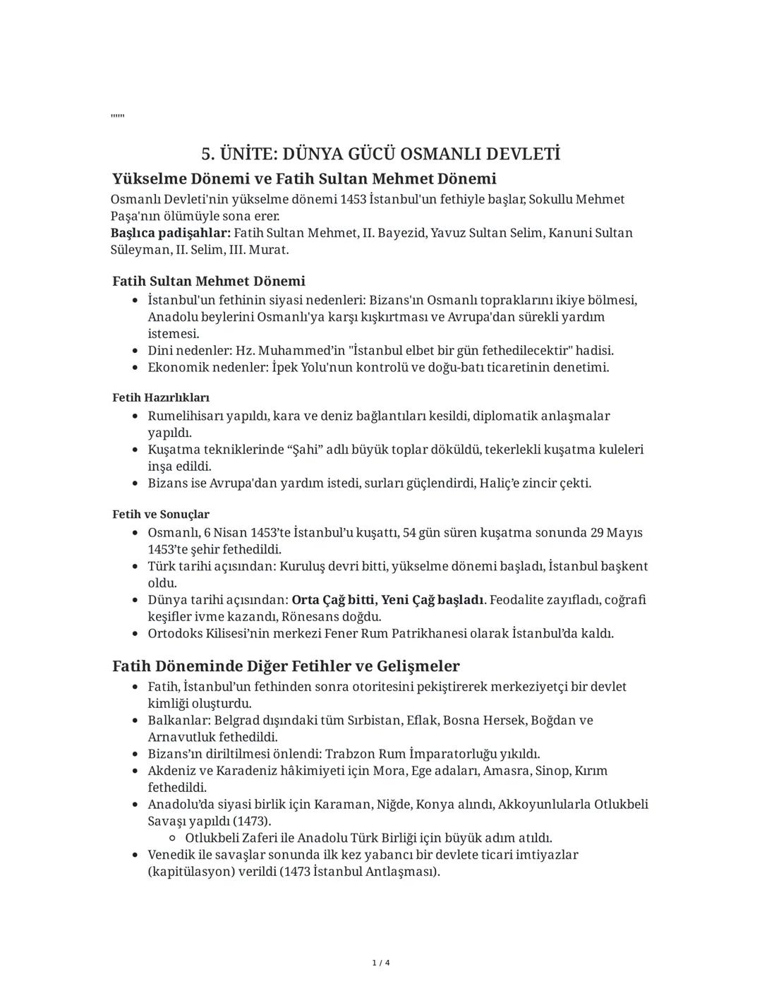 Osmanlı İmparatorluğu: Yükselme Dönemi ve Fatih Sultan Mehmet