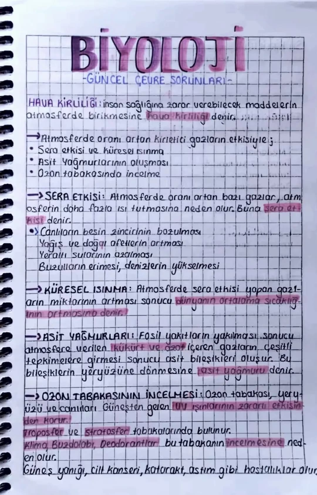 BİYOLOJİ
-GÜNCEL CEURE SORUNLARI-
HAVA KIRLILIĞI: insan sağlığına zarar verebilecek maddelerin
atmosferde birikmesine hava kirliligi denir.
