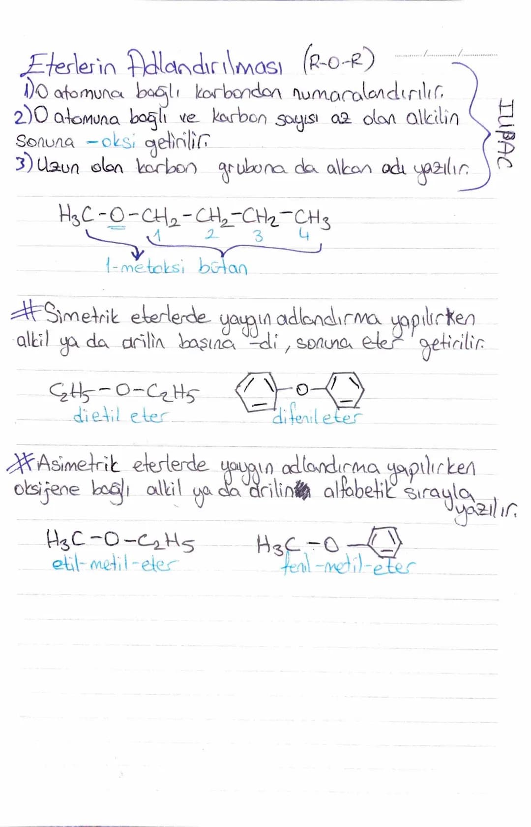 Alkollerin Adlandırılması (R-OH)
Den uzun zincir belirlenir.
IUPAC
2)-OH bağlı karbandan numaralandırılmaya başlanır.
5
3 2
H₂C-C=C-CH-CH3
о