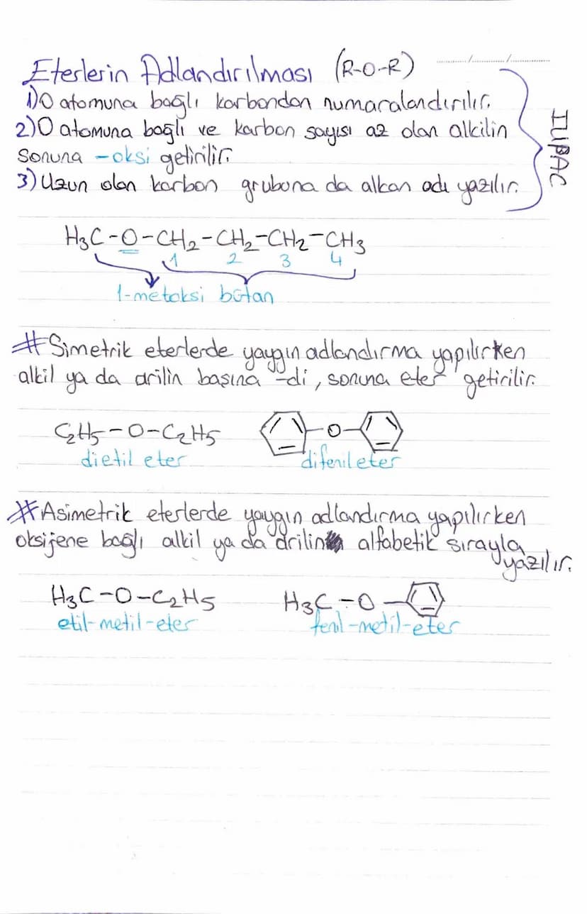 Alkollerin Adlandırılması (R-OH)
Den uzun zincir belirlenir.
IUPAC
2)-OH bağlı karbandan numaralandırılmaya başlanır.
5
3 2
H₂C-C=C-CH-CH3
о
