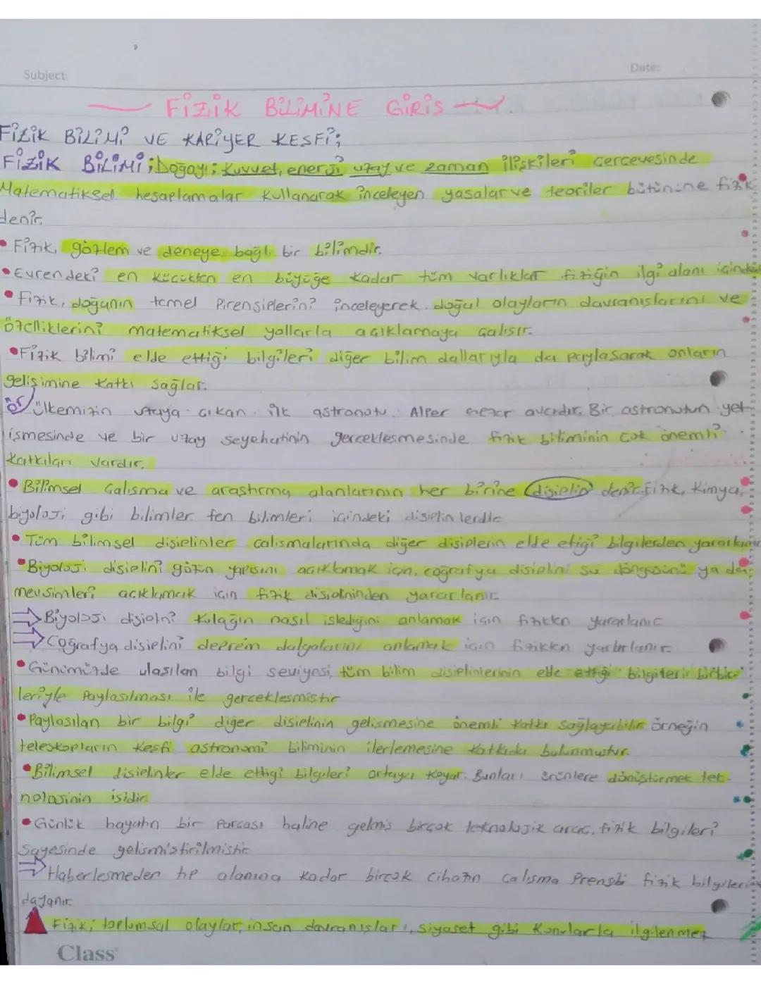 Fizik 1. Ünite: Bilim ve Kariyer Seçenekleri