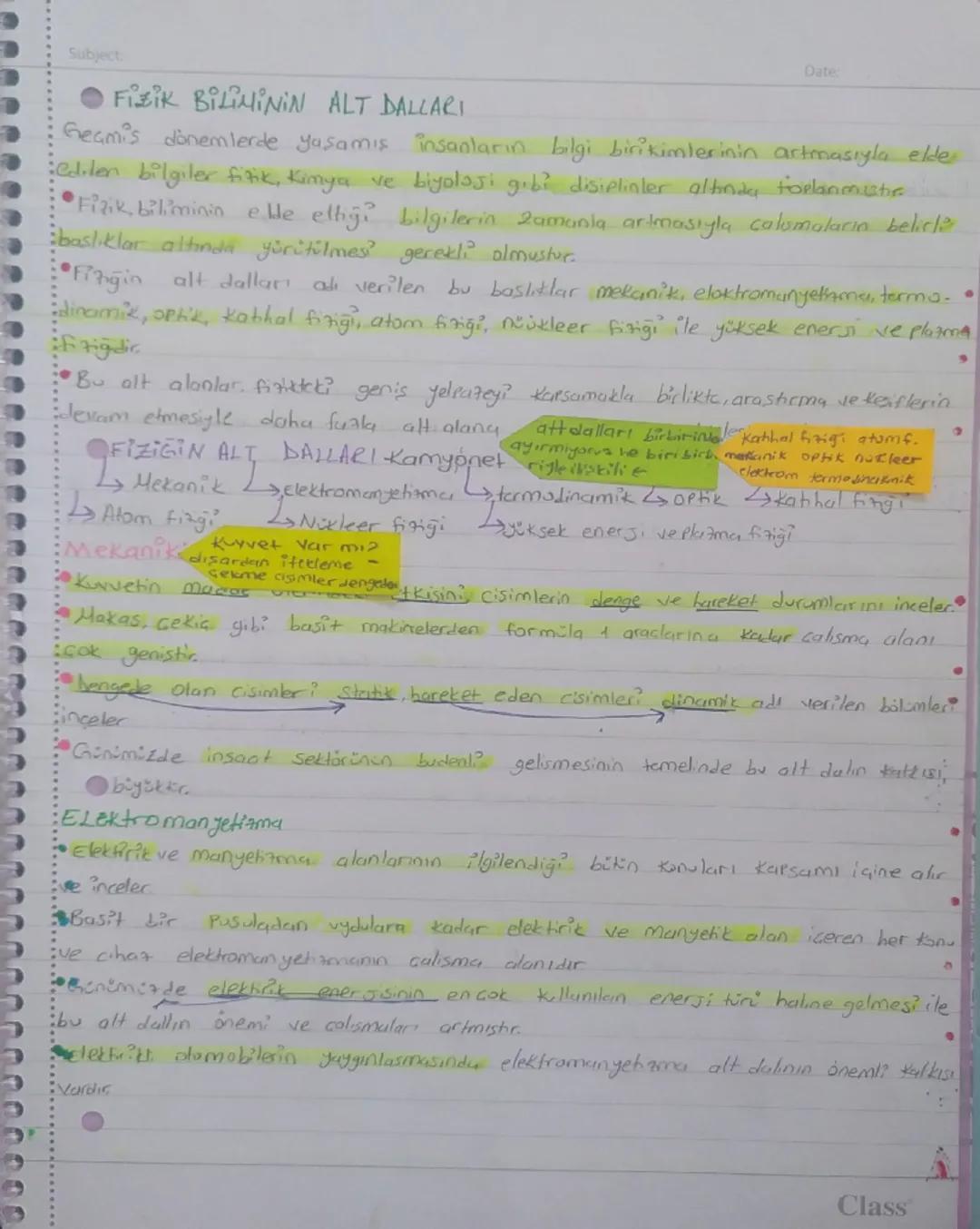Subject:
Date:
Fizik BilimiNE GiRis.
Fizik BiLiMi VE KARIYER KESFi;
Fizik Bilimi; Doğay!; Kuvvet, enere? utay ve zaman ilişkileri cercevesin