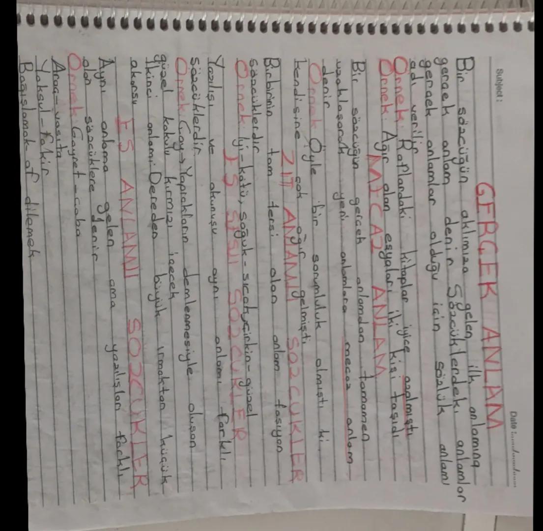 Subject:
Datenm
GERCEK ANLAM
cüklerdeki
gercek anlamlar olduğu için
gerae demin Sacklerdeki
Bir sözcüğün aklımıza gelen ilk anlamınal
antam
