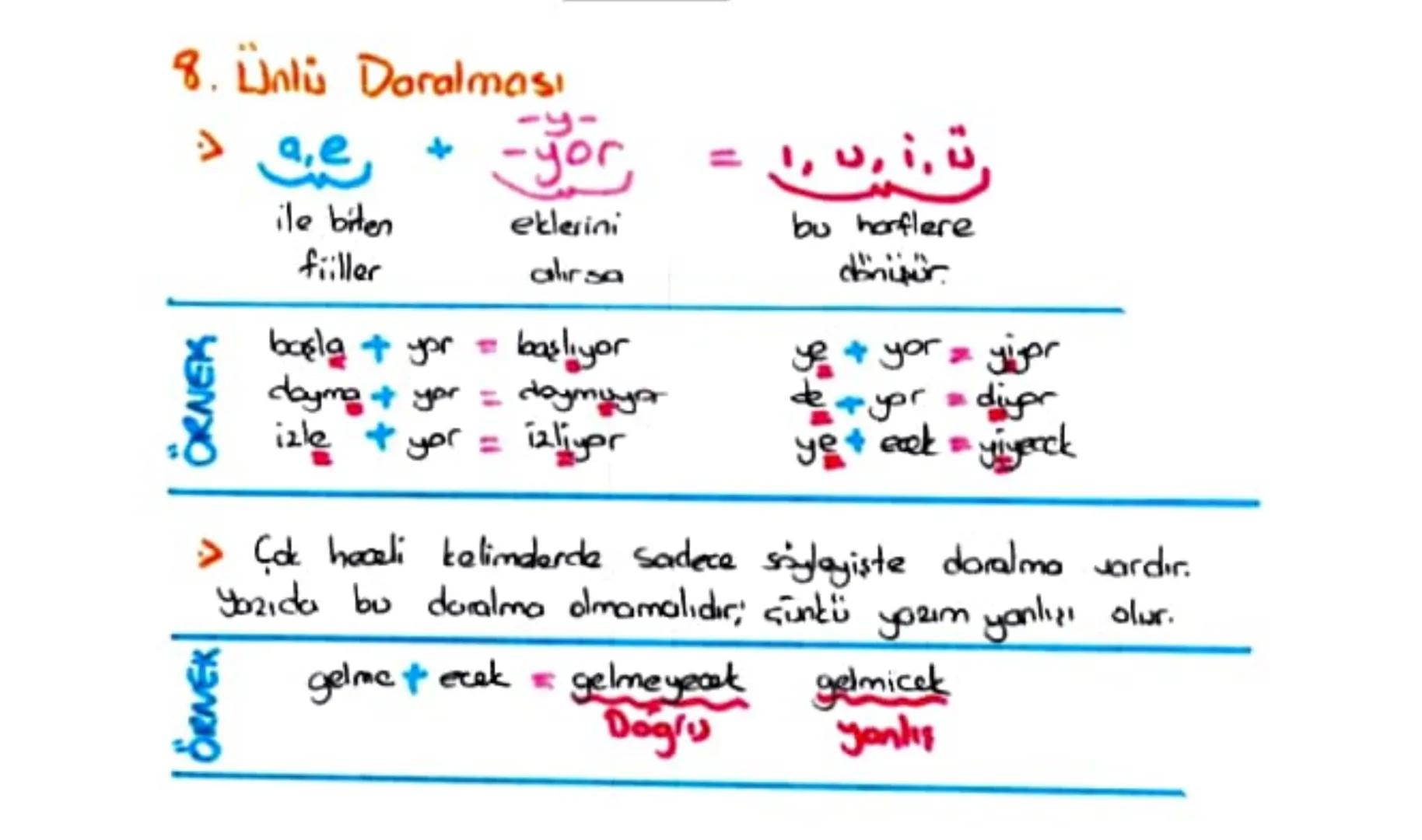 SES BILGISI
Türkçede 29 harf vardır. 21'i ünsüz, 8 tanesi ise
ünlüdür.
Ünlülerin 4'ü kalın ünlü, 4'ü ise ince ünlüdür.
Ünlüler
Ses yolunda b