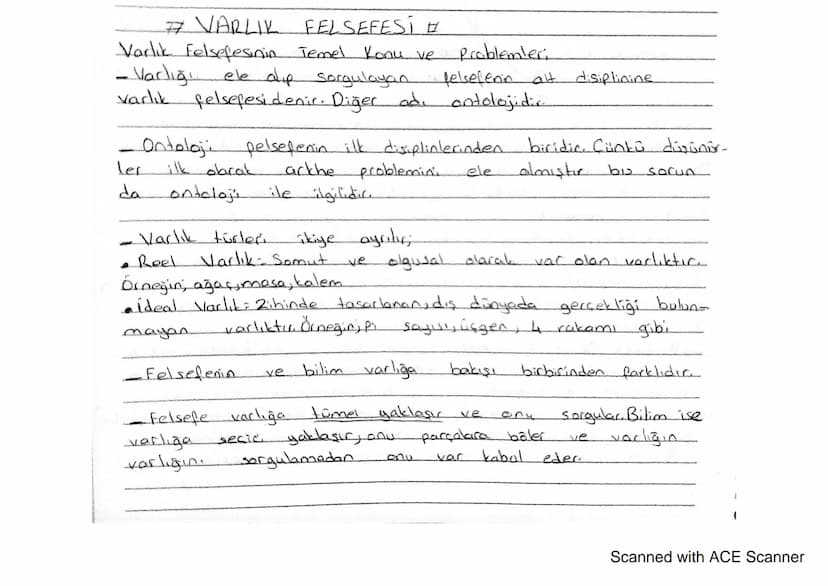 # VARLIK FELSEFESİ #
Varlık Felsefesinin Temel Konu ve
- Varlığı ele alıp sorgulayan
varlik
Problemleri
felsefenin alt disiplinine
felsefesi