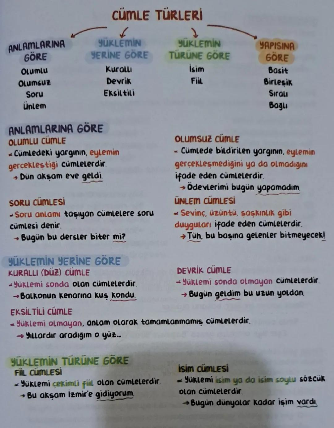 TYT Türkçe - Cümle Türleri Konu Anlatımı ve Notları