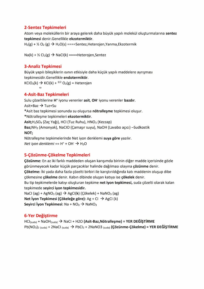 Kimyasal Tepkimeler ve Denkleştirme
Girenler Ürünler
(Reaktifler) (Reaktanlar)
Kimyasal tepkimede;
- Atom sayısı ve türü değişmez
- Toplam k