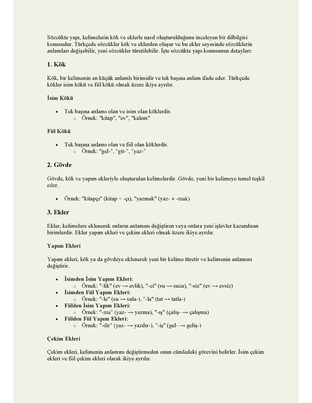 Sözcükte Yapı Konu Anlatımı ve Test PDF - 6. Sınıf ve TYT
