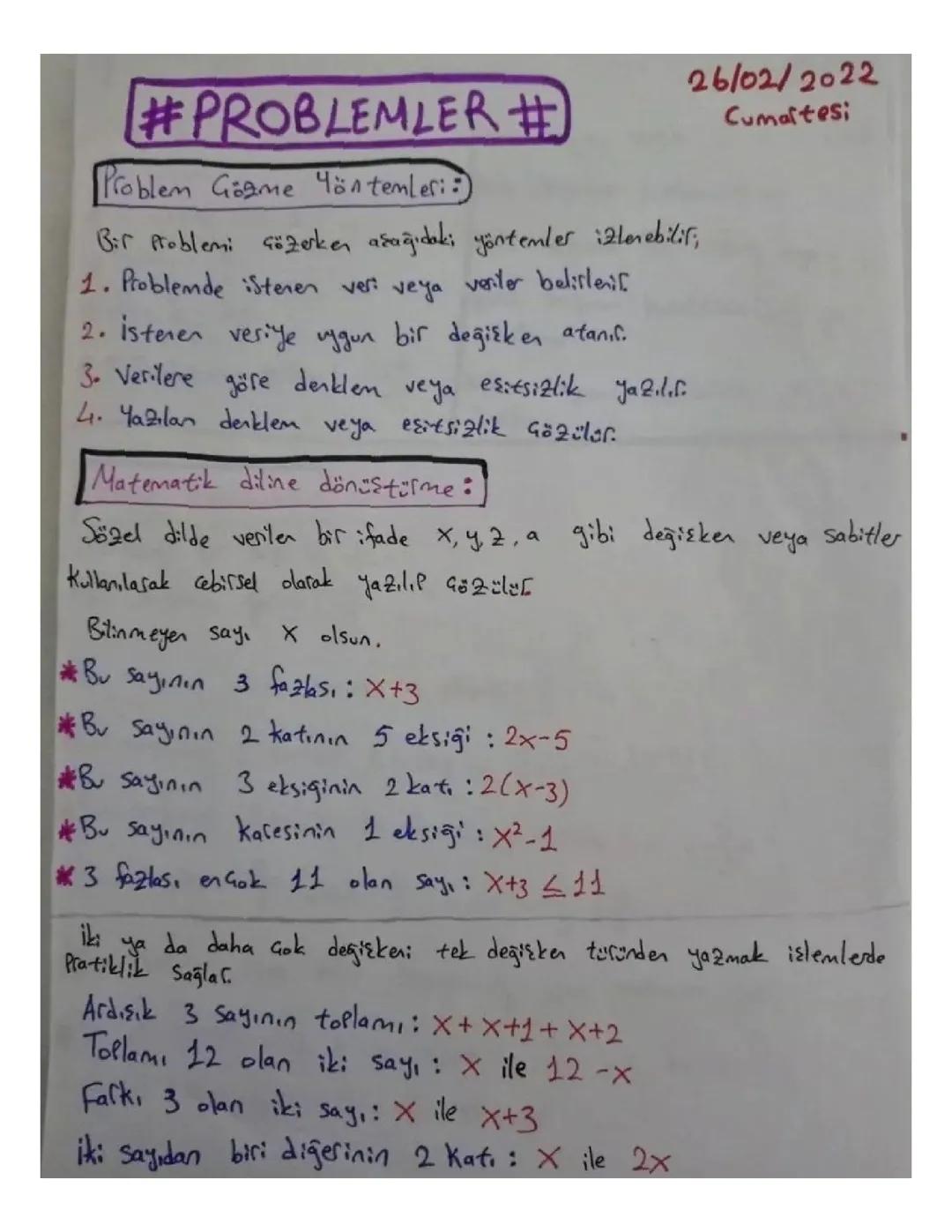 TYT Problemler Konu Anlatımı ve Ders Notları